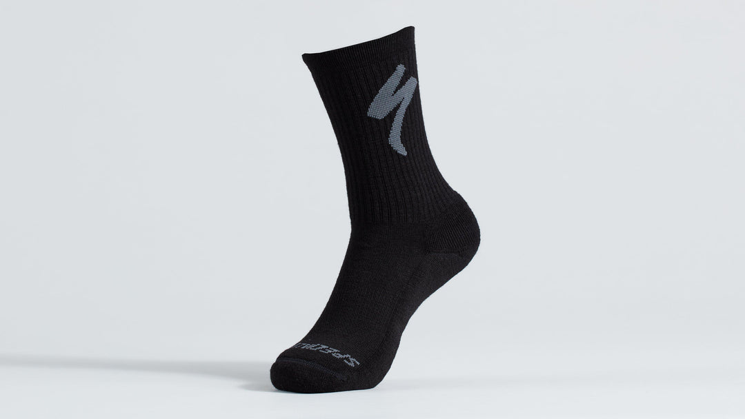 Merino Midweight Tall Logo Socks Black S