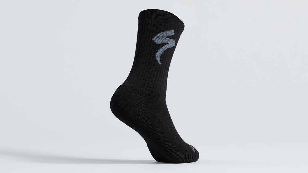 Merino Midweight Tall Logo Socks Black S