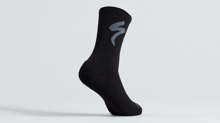 Merino Midweight Tall Logo Socks Black S