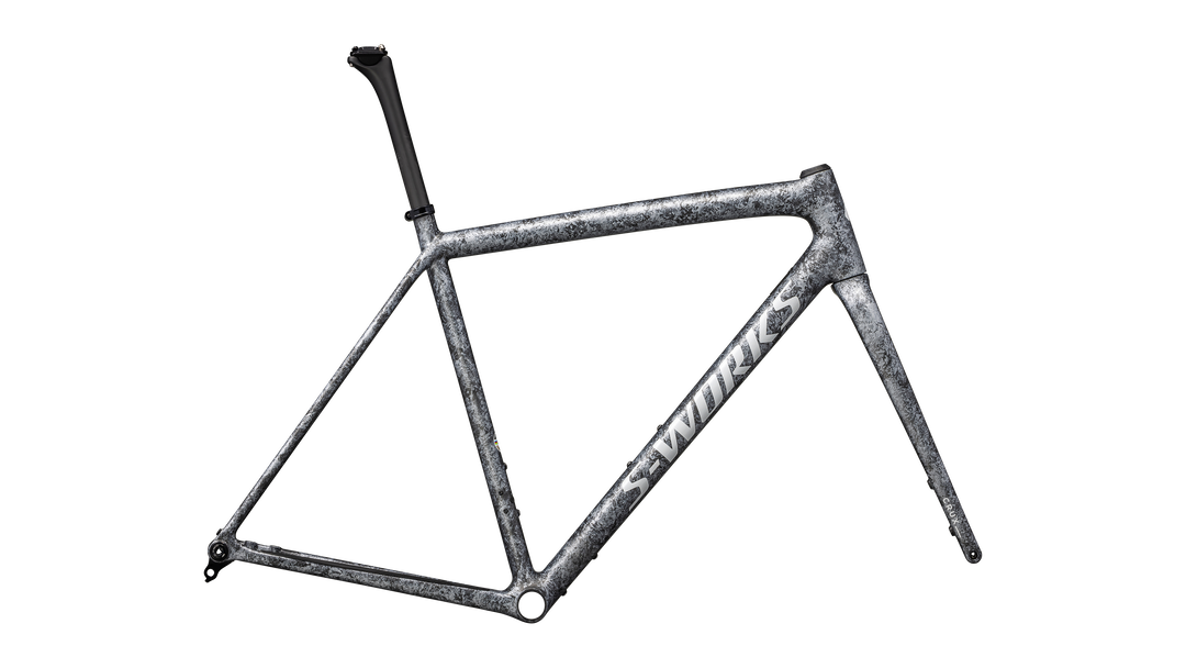 S-Works Crux Frameset Satin Carbon / Multi-Color Blurred Impasto / Gloss White Metallic Silver 56