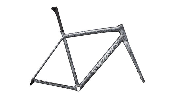 S-Works Crux Frameset Satin Carbon / Multi-Color Blurred Impasto / Gloss White Metallic Silver 56