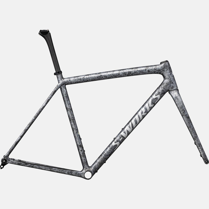S-Works Crux Frameset Satin Carbon / Multi-Color Blurred Impasto / Gloss White Metallic Silver 56