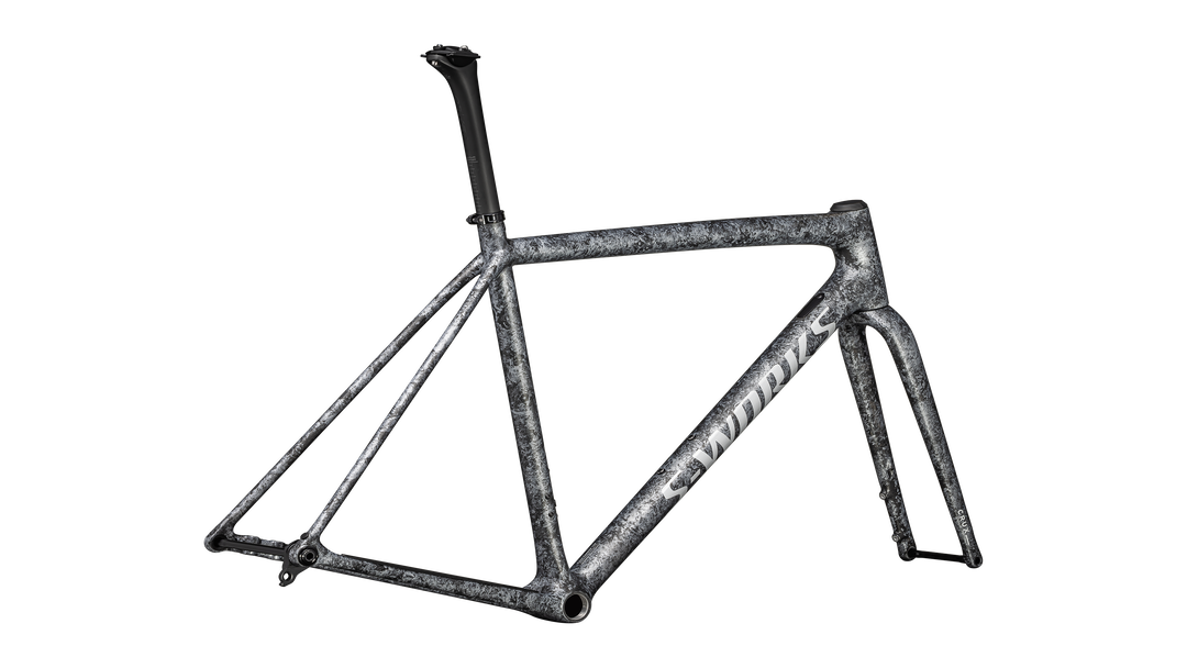 S-Works Crux Frameset Satin Carbon / Multi-Color Blurred Impasto / Gloss White Metallic Silver 56
