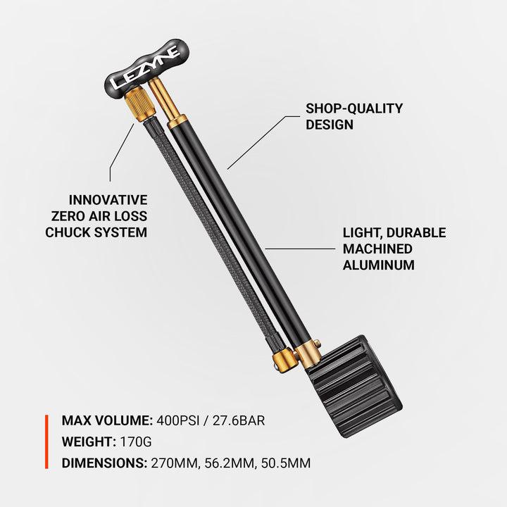 Lezyne Shock Drive 400psi, Guage - Bl