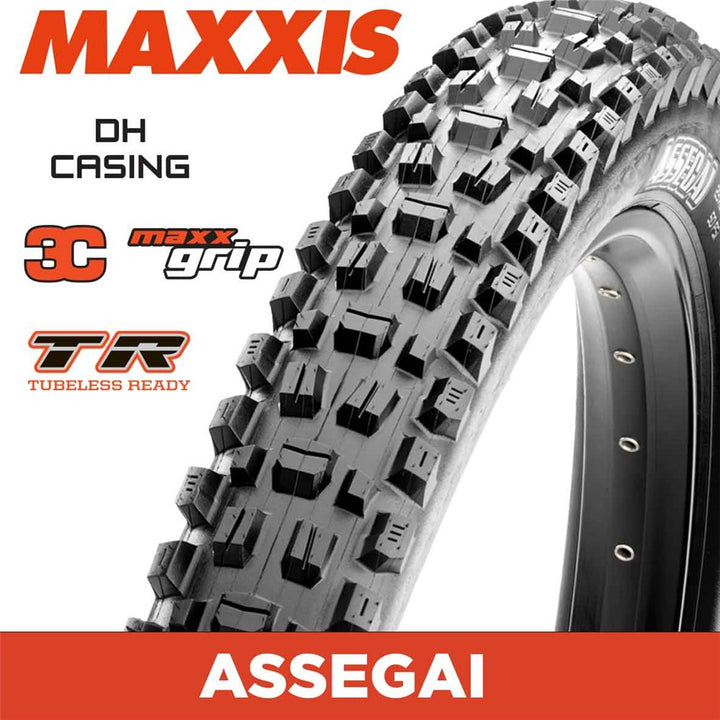 MAXXIS Assegai - 27.5 X 2.50 - Folding TR - DH 60 x2 TPI  3C - MaxxGrip - Black