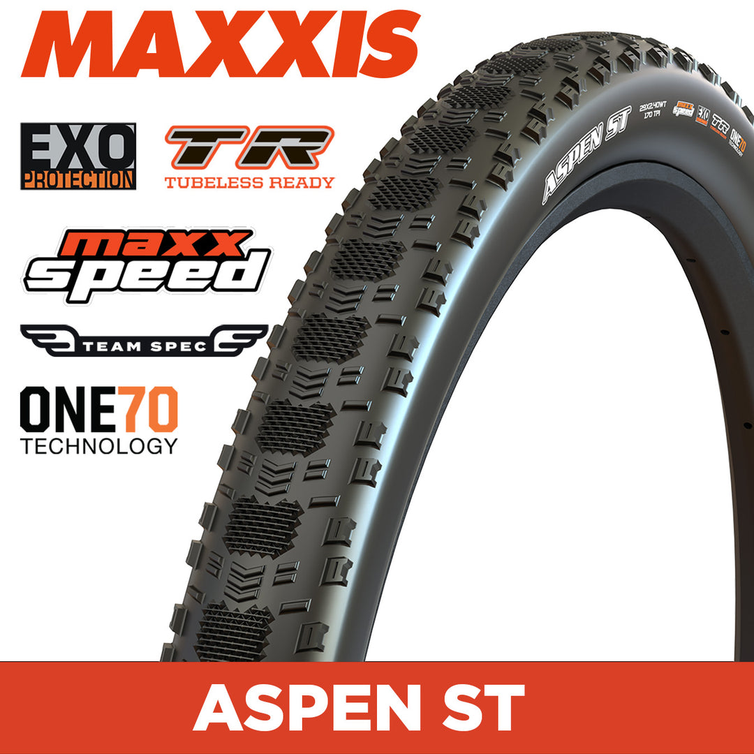 MAXXIS Aspen ST Team Spec - 29 X 2.25 - Folding TR - EXO 170 TPI - MaxxSpeed XC - Black