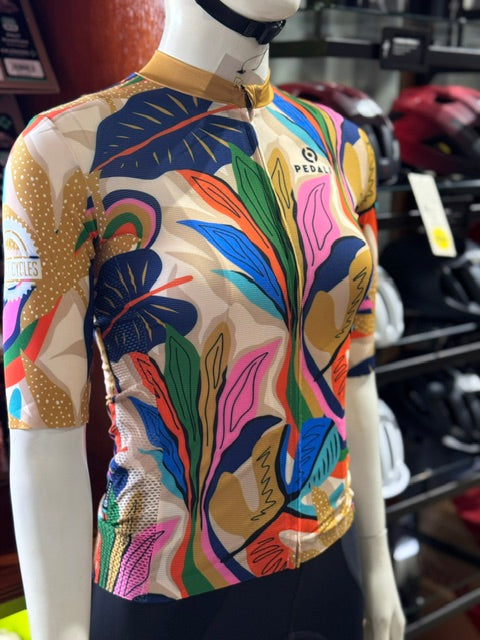 MC Short Sleeves Slim Cut Jersey - Women's Leaves and Flower