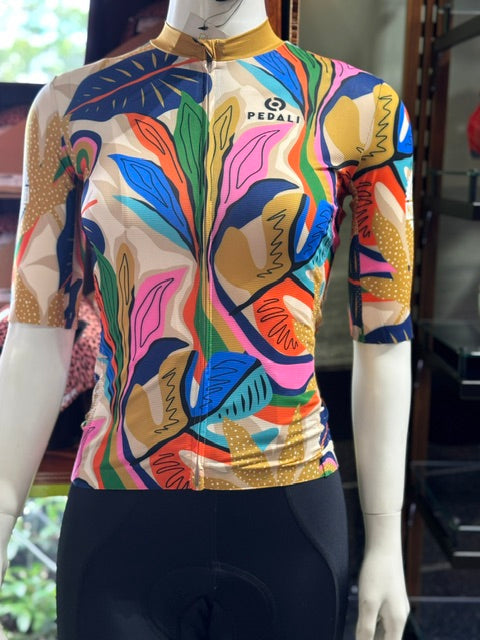 MC Short Sleeves Slim Cut Jersey - Women's Leaves and Flower