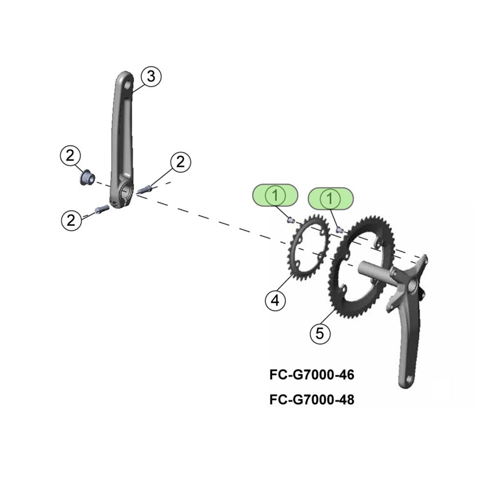 microSHIFT Sword Chainring Bolts - 4 Pack