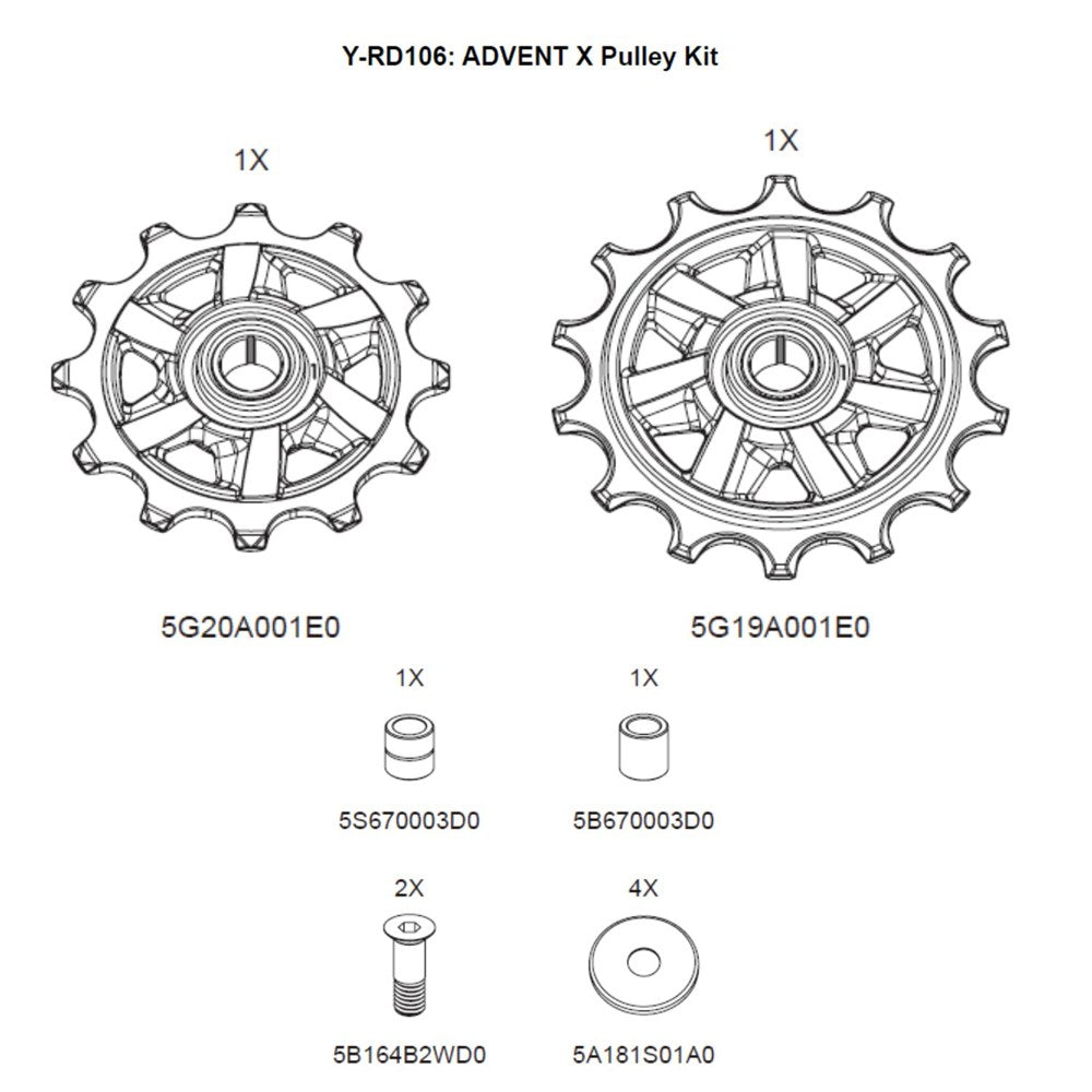 microSHIFT Rear Derailleur Pulley Kit - Advent X / Sword (Y-RD106)