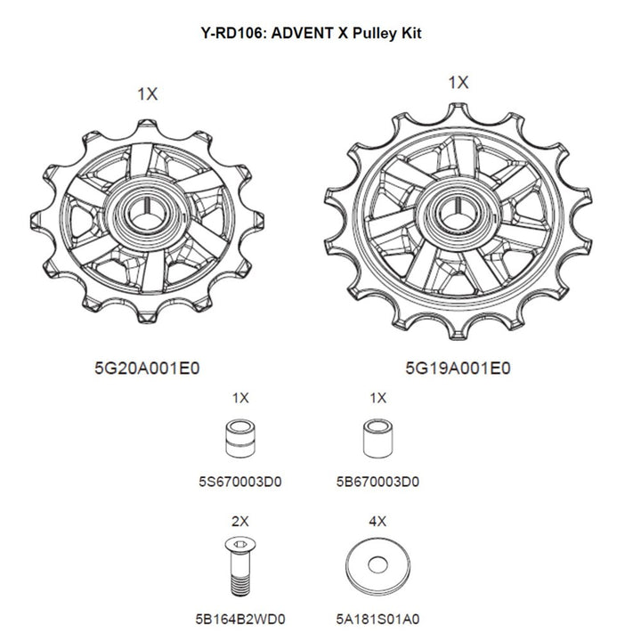 microSHIFT Rear Derailleur Pulley Kit - Advent X / Sword (Y-RD106)