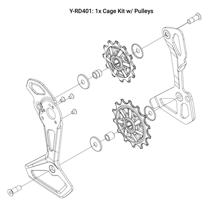 microSHIFT Sword Rear Derailleur Cage Kit with Pulleys - 1x