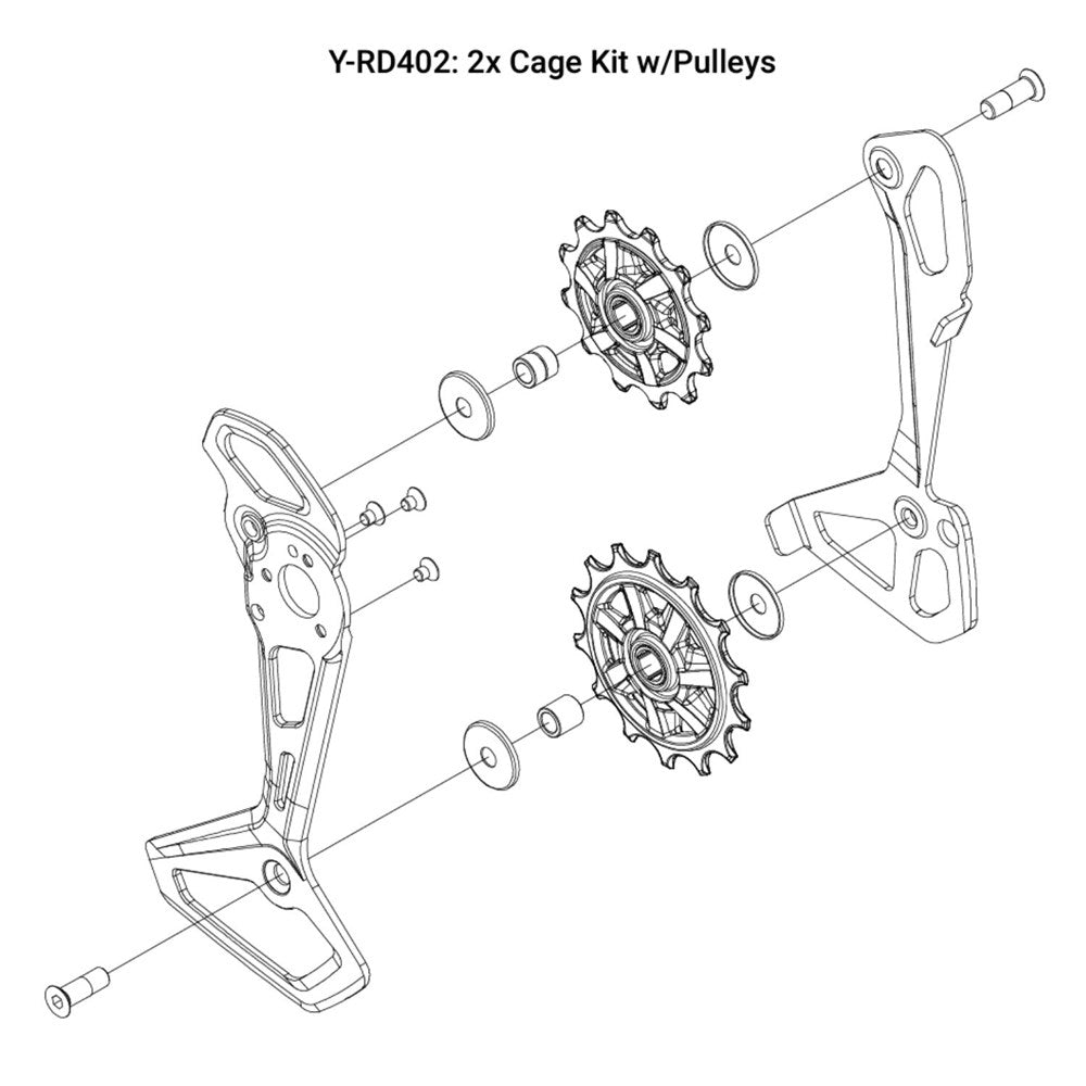 microSHIFT Sword Rear Derailleur Cage Kit with Pulleys - 2x