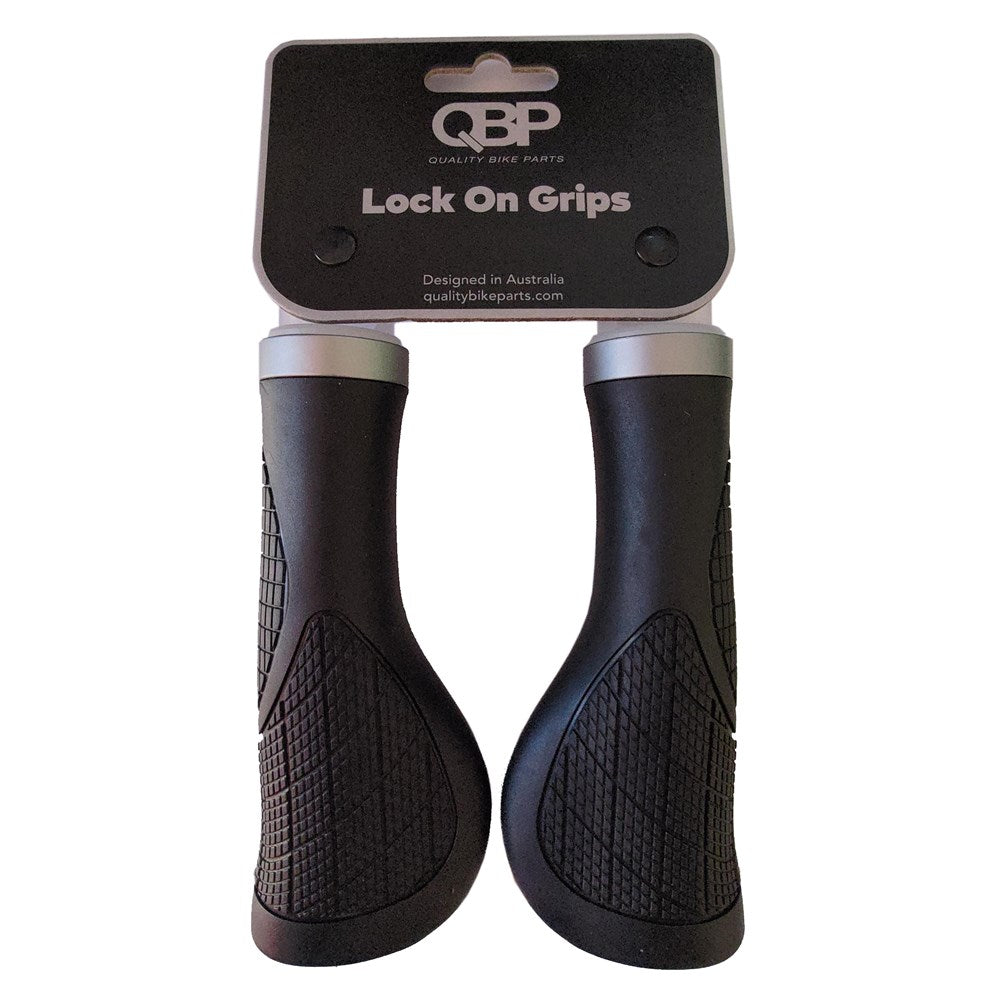QBP Lock-On Ergonomic Grips - 140mm Black / Grey