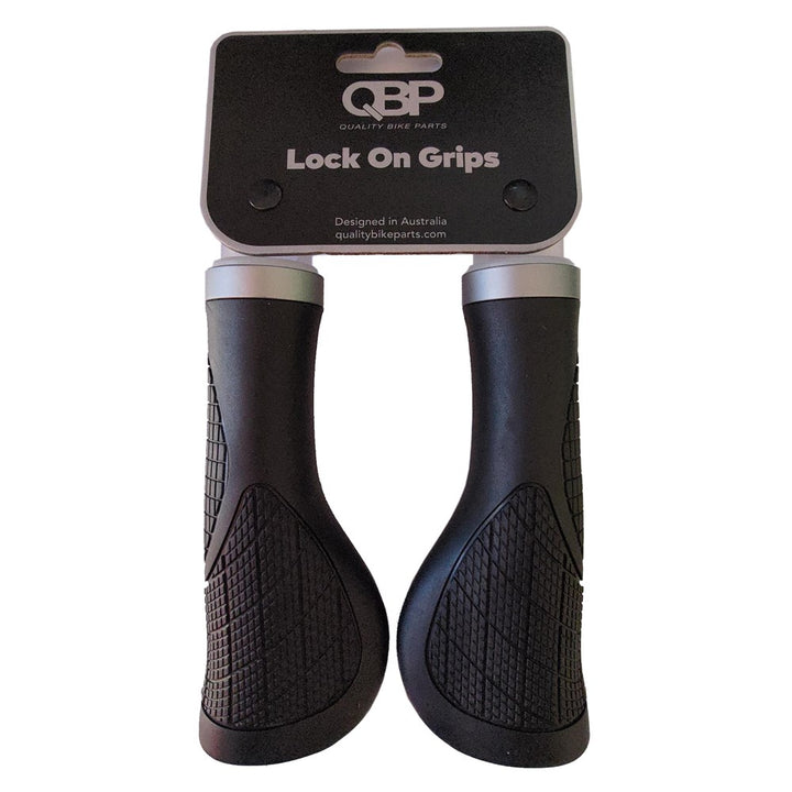 QBP Lock-On Ergonomic Grips - 140mm Black / Grey