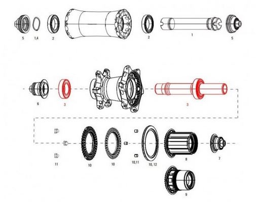 Zipp AXLE W/BEARINGS REAR COGN