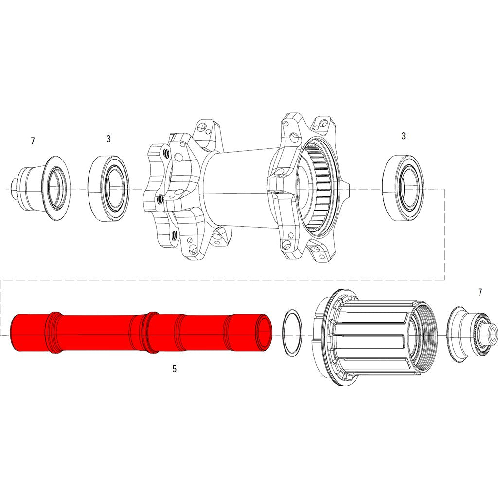 Zipp AXLE W/BEARINGS REAR COGN DB