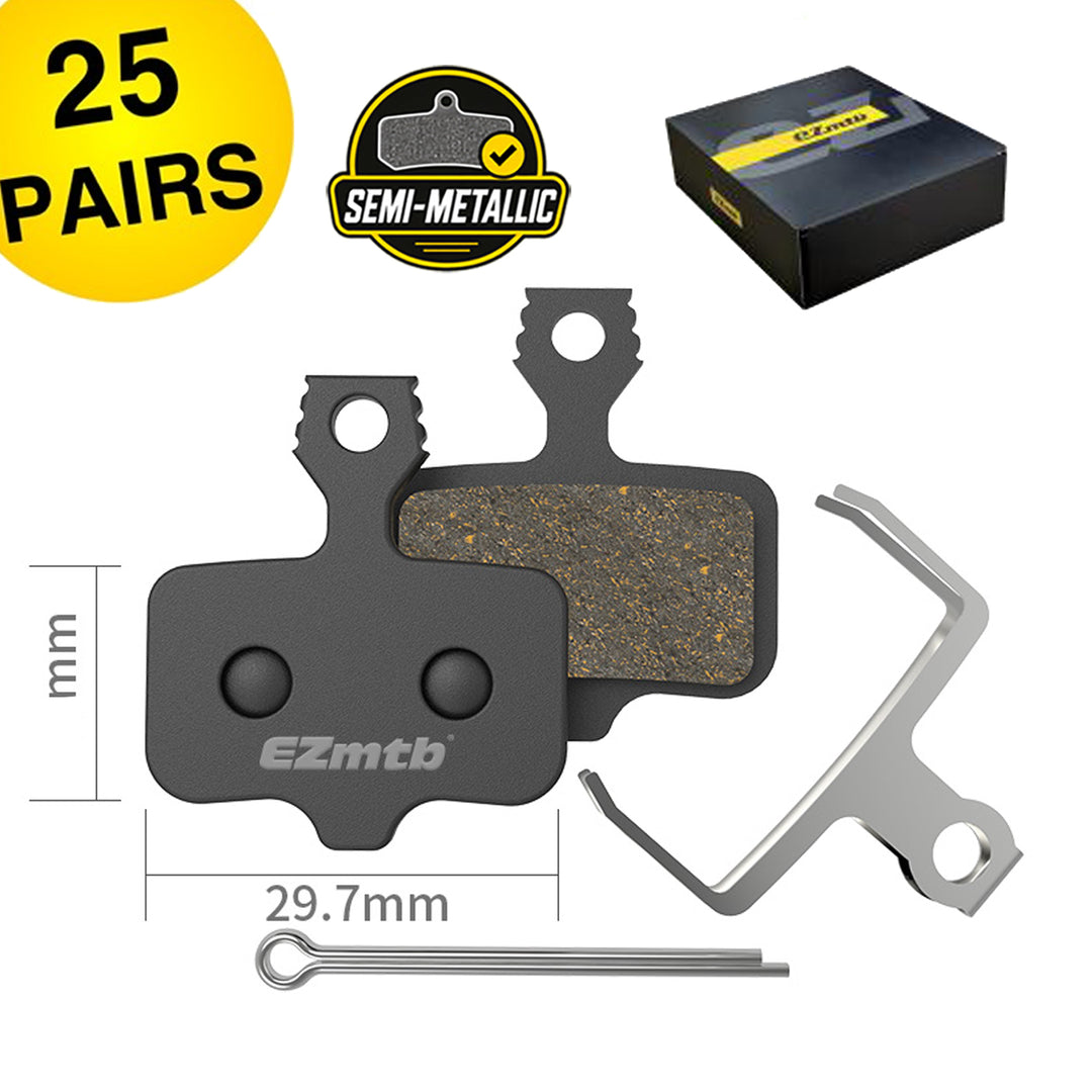 EZmtb semi-metallic disc brake pads for SRAM / Avid E1, with spring clip and retaining pin