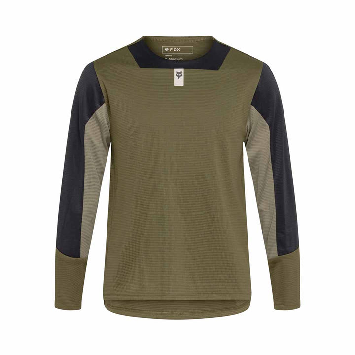 Fox Youth Defend LS Jersey — Olive Green