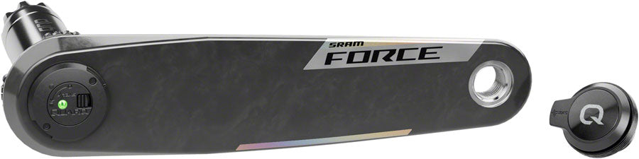 SRAM Force E1 left crank arm with Quarq power meter spindle and battery cap (stock image)