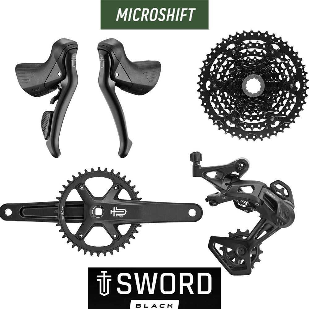 microSHIFT Sword Black Gravel Groupset with Crankset - 1x9 40T - 165mm