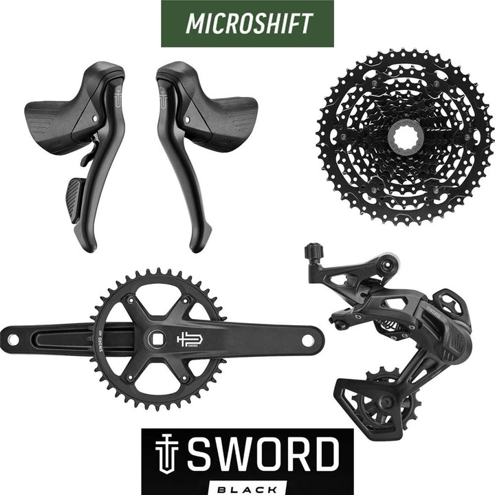microSHIFT Sword Black Gravel Groupset with Crankset - 1x9 40T - 165mm