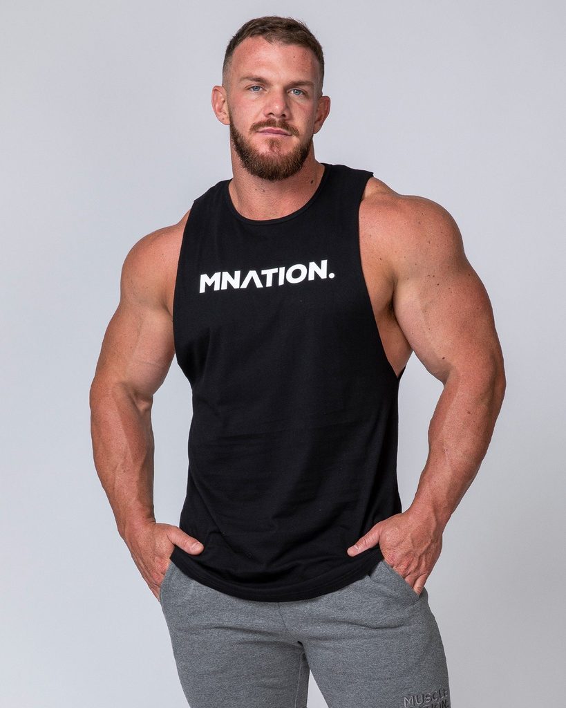 Mens Drop Arm Tank - Black - Mackay Cycles - [product_SKU] - Muscle Nation