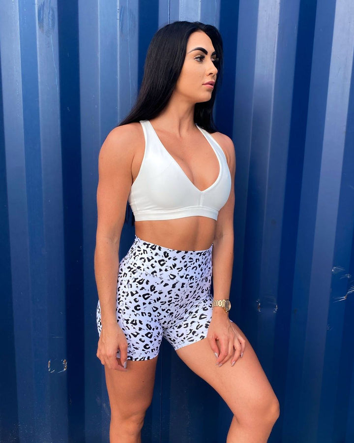 Ribbed Deep V Bra - White - Mackay Cycles - [product_SKU] - Muscle Nation