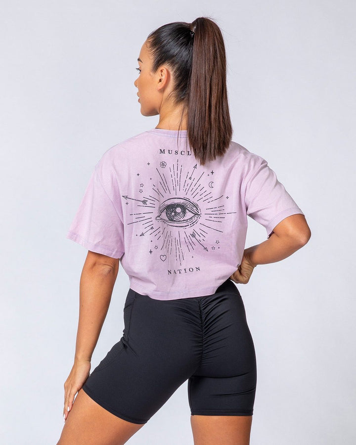 WOMENS CROPPED VINTAGE TEE - COSMIC WASHED LAVENDER HAZE - Mackay Cycles - [product_SKU] - Muscle Nation