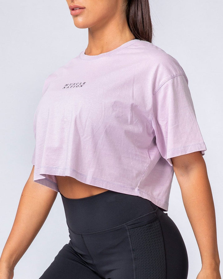 WOMENS CROPPED VINTAGE TEE - COSMIC WASHED LAVENDER HAZE - Mackay Cycles - [product_SKU] - Muscle Nation