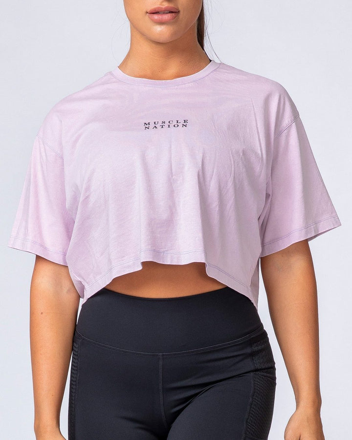WOMENS CROPPED VINTAGE TEE - COSMIC WASHED LAVENDER HAZE - Mackay Cycles - [product_SKU] - Muscle Nation