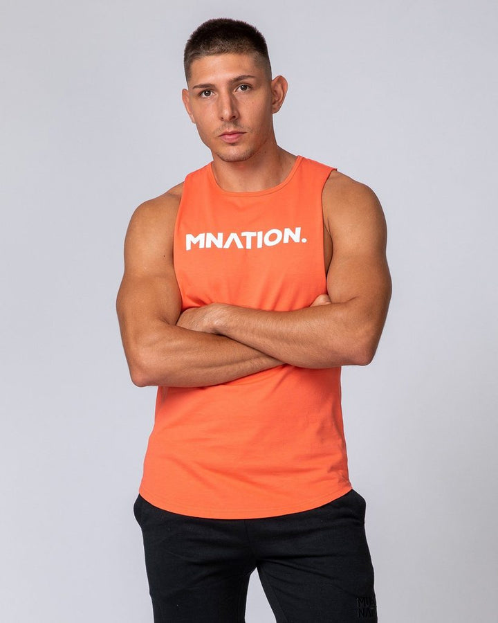 Mens Drop Arm Tank - Hot Coral - Mackay Cycles - [product_SKU] - Muscle Nation