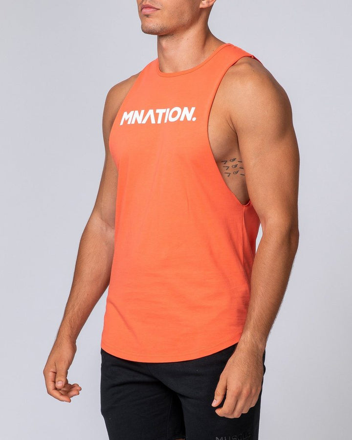 Mens Drop Arm Tank - Hot Coral - Mackay Cycles - [product_SKU] - Muscle Nation