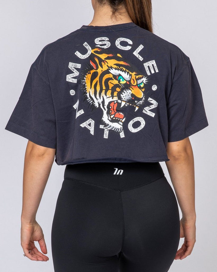 Womens Cropped Vintage Tee - Tiger - Mackay Cycles - [product_SKU] - Muscle Nation