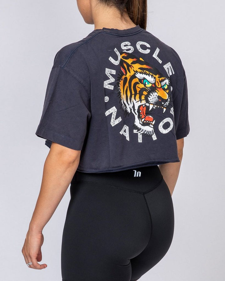 Womens Cropped Vintage Tee - Tiger - Mackay Cycles - [product_SKU] - Muscle Nation