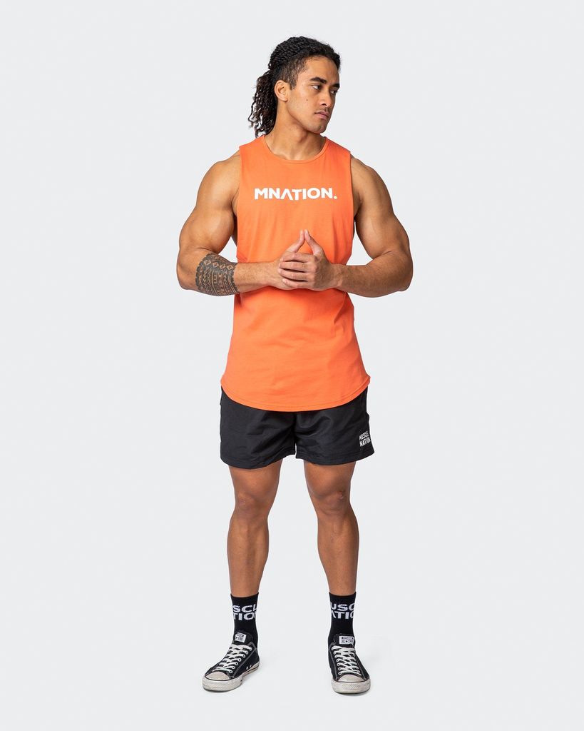 Mens Drop Arm Tank - Hot Coral - Mackay Cycles - [product_SKU] - Muscle Nation