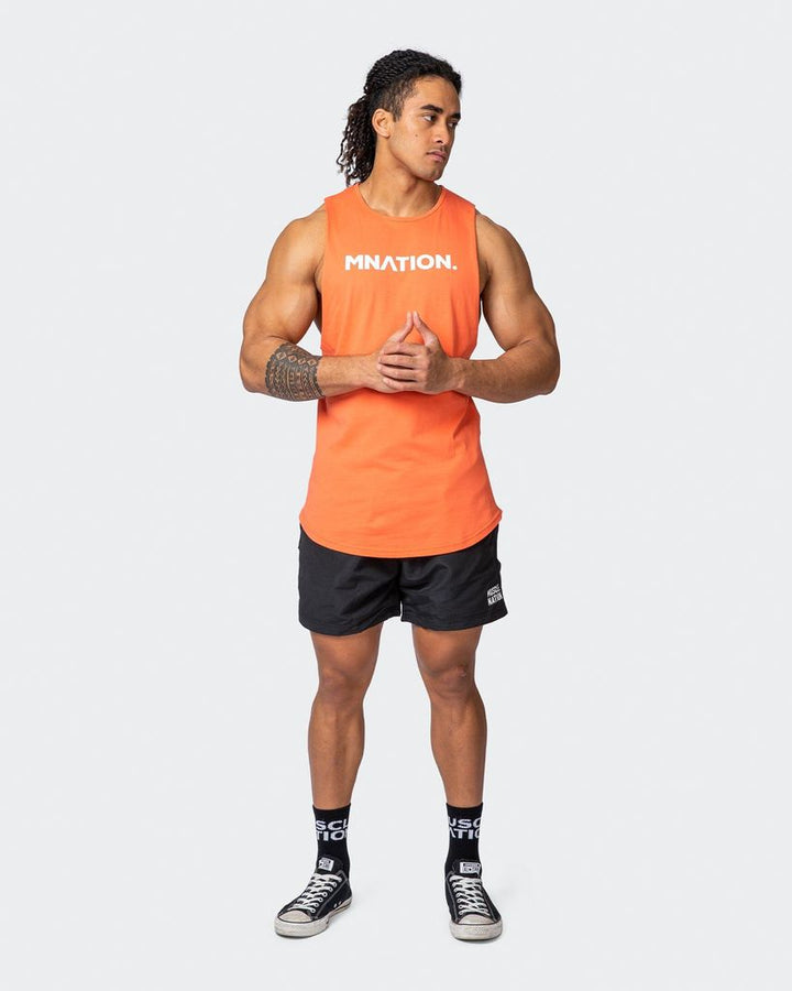 Mens Drop Arm Tank - Hot Coral - Mackay Cycles - [product_SKU] - Muscle Nation