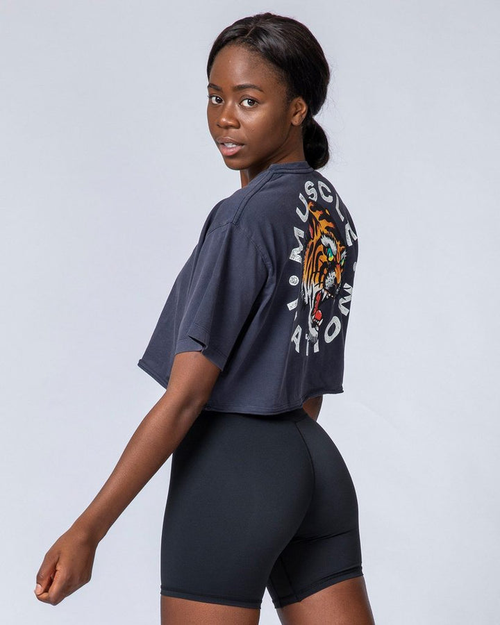 Womens Cropped Vintage Tee - Tiger - Mackay Cycles - [product_SKU] - Muscle Nation