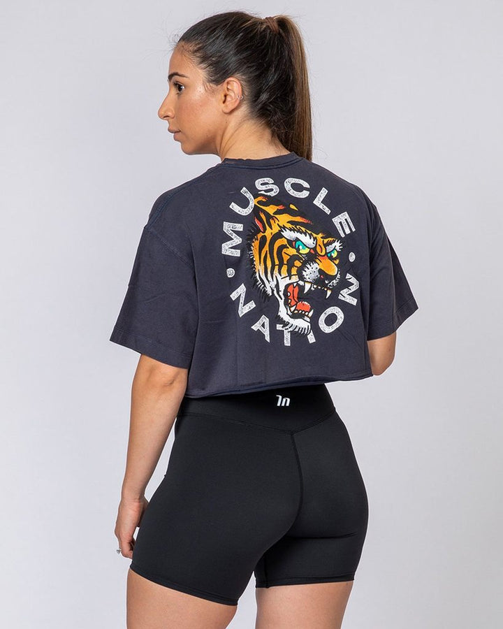 Womens Cropped Vintage Tee - Tiger - Mackay Cycles - [product_SKU] - Muscle Nation
