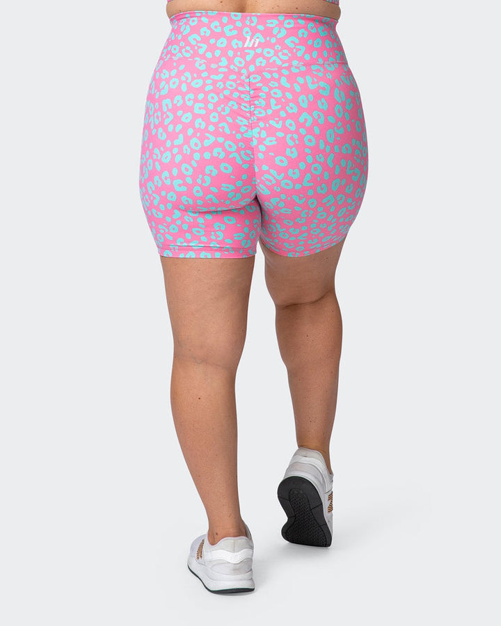 Signature Scrunch Bike Shorts - Cotton Candy Cheetah Print - Mackay Cycles - [product_SKU] - Muscle Nation