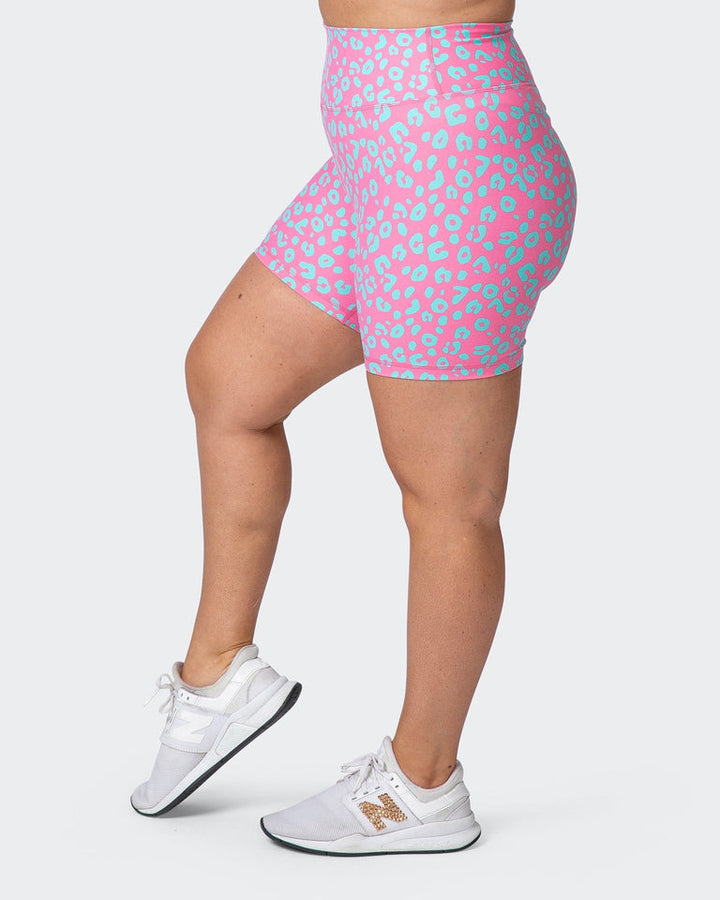 Signature Scrunch Bike Shorts - Cotton Candy Cheetah Print - Mackay Cycles - [product_SKU] - Muscle Nation