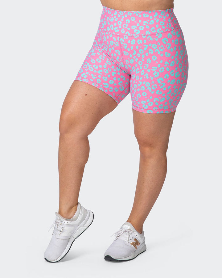 Signature Scrunch Bike Shorts - Cotton Candy Cheetah Print - Mackay Cycles - [product_SKU] - Muscle Nation